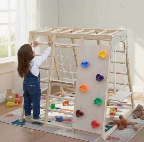 Wooden climbing frame with swi - Kids Outdoor Climbing Frame review and price
