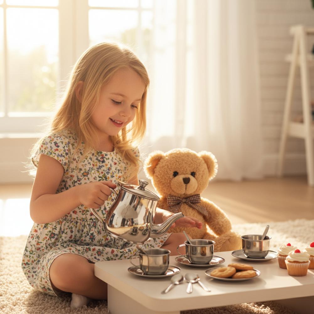 Kids Stainless Steel Tea Set T - Kids Outdoor Dining Set review and price