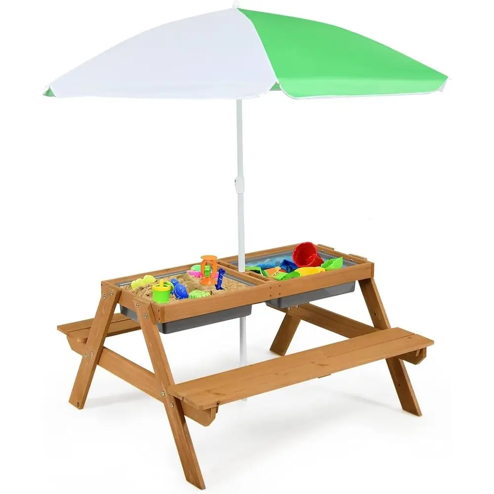 4-in-1 Wooden Sand & Water Pic - Kids Outdoor Umbrella review and price