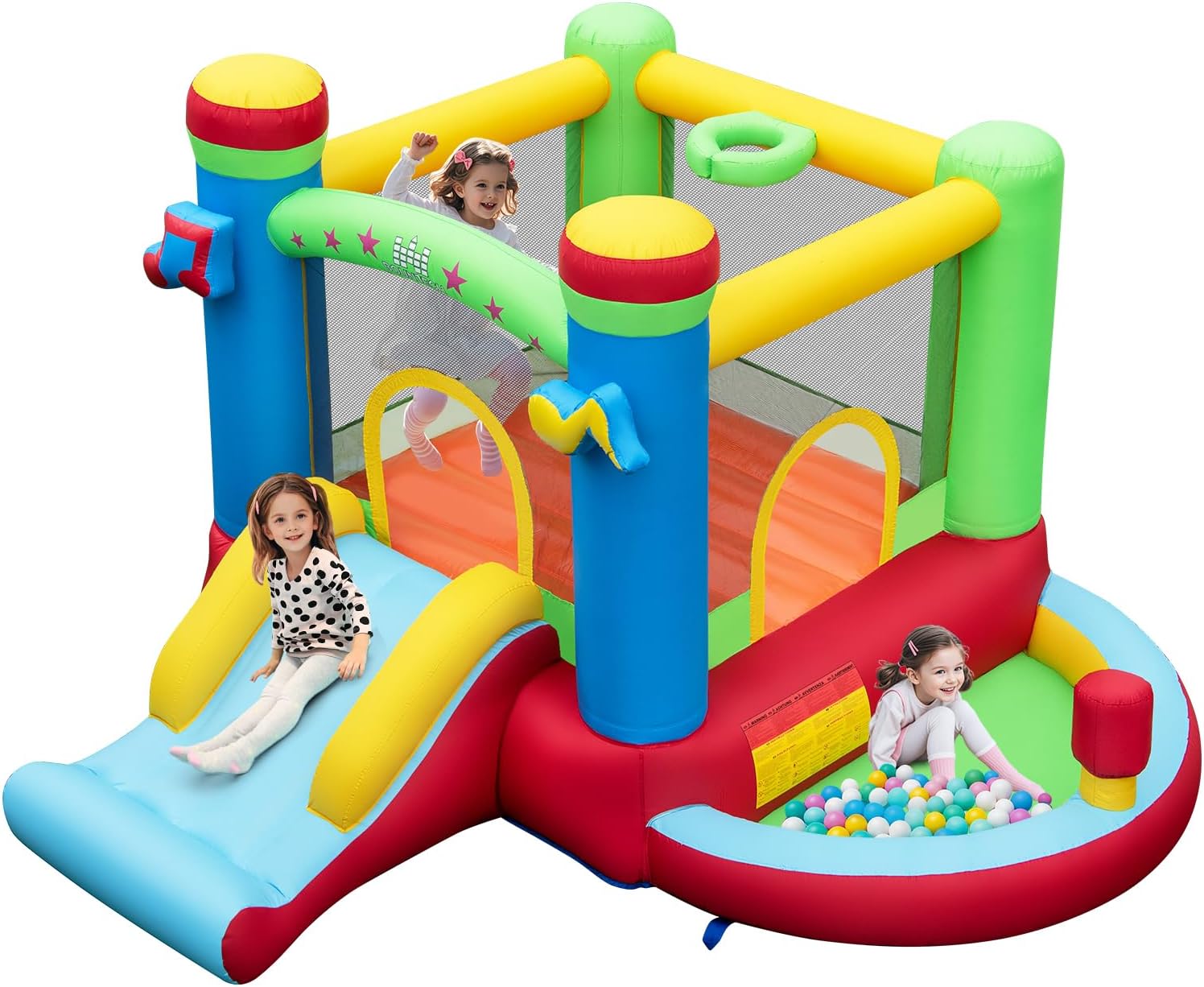 Inflatable Bounce House with B - Kids Outdoor Basketball Hoop review and price