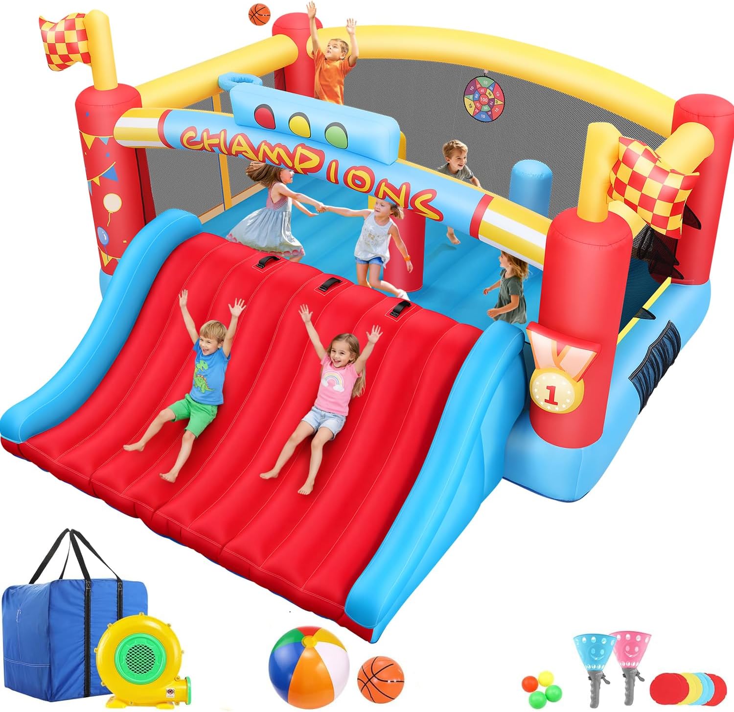 13FT Big Inflatable Bounce Hou - Kids Outdoor Basketball Hoop review and price