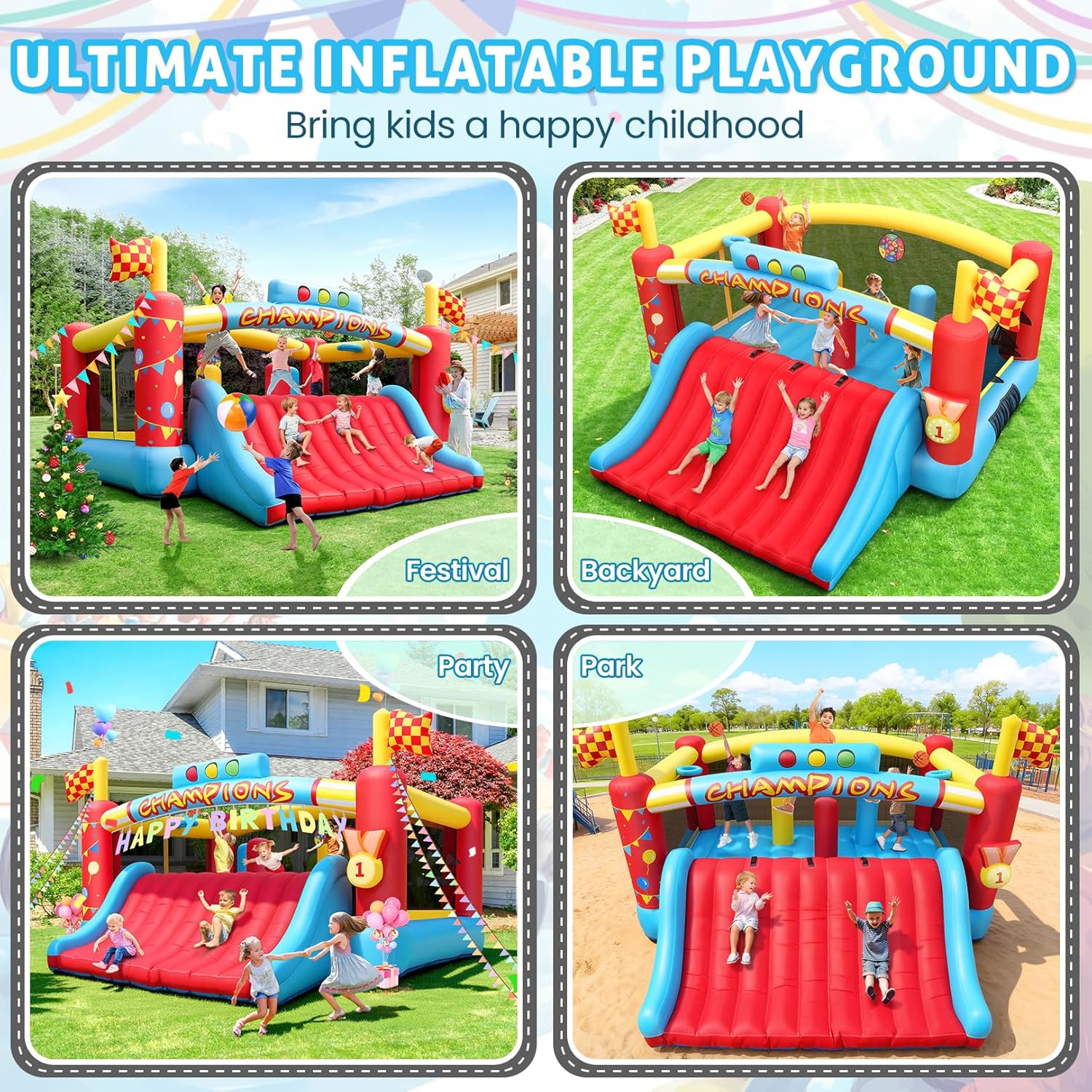 13FT Big Inflatable Bounce Hou - Kids Outdoor Basketball Hoop review and price